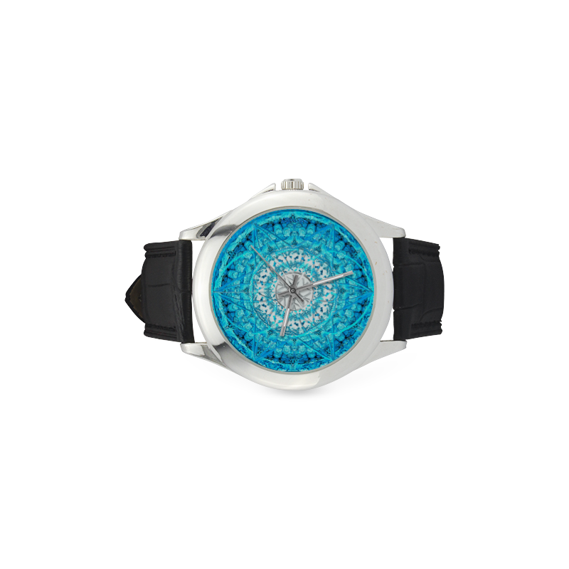 Protection from Jerusalem in blue Women's Classic Leather Strap Watch(Model 203)