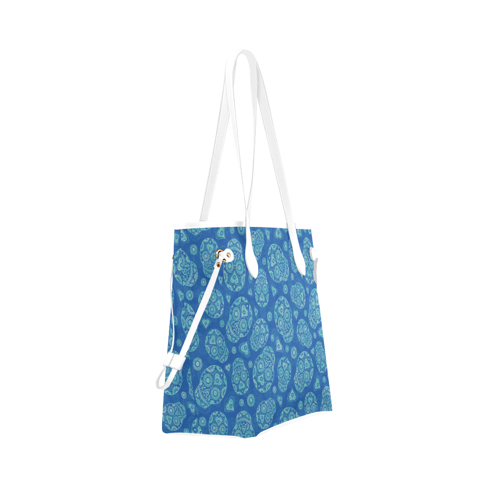 Sugar Skull Pattern - Blue Clover Canvas Tote Bag (Model 1661)