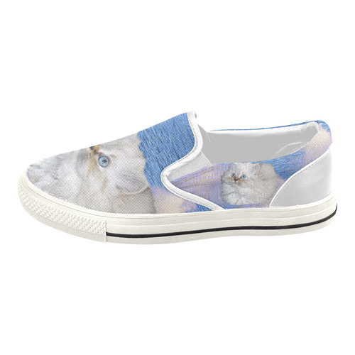 Cat and Water Women's Slip-on Canvas Shoes (Model 019)