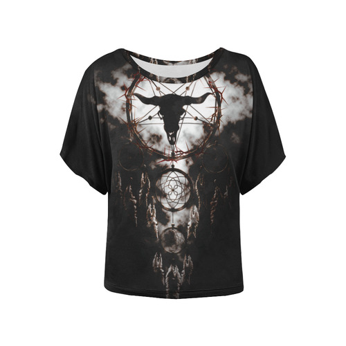 dreamcatcher - pentagram Women's Batwing-Sleeved Blouse T shirt (Model T44)