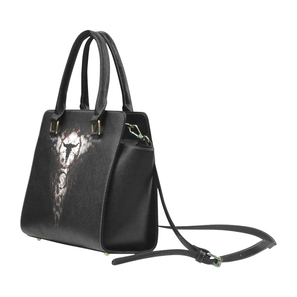 dreamcatcher - pentagram Rivet Shoulder Handbag (Model 1645)