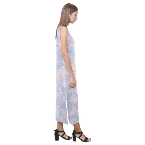Rose Quartz and Serenity Blue Phaedra Sleeveless Open Fork Long Dress (Model D08)