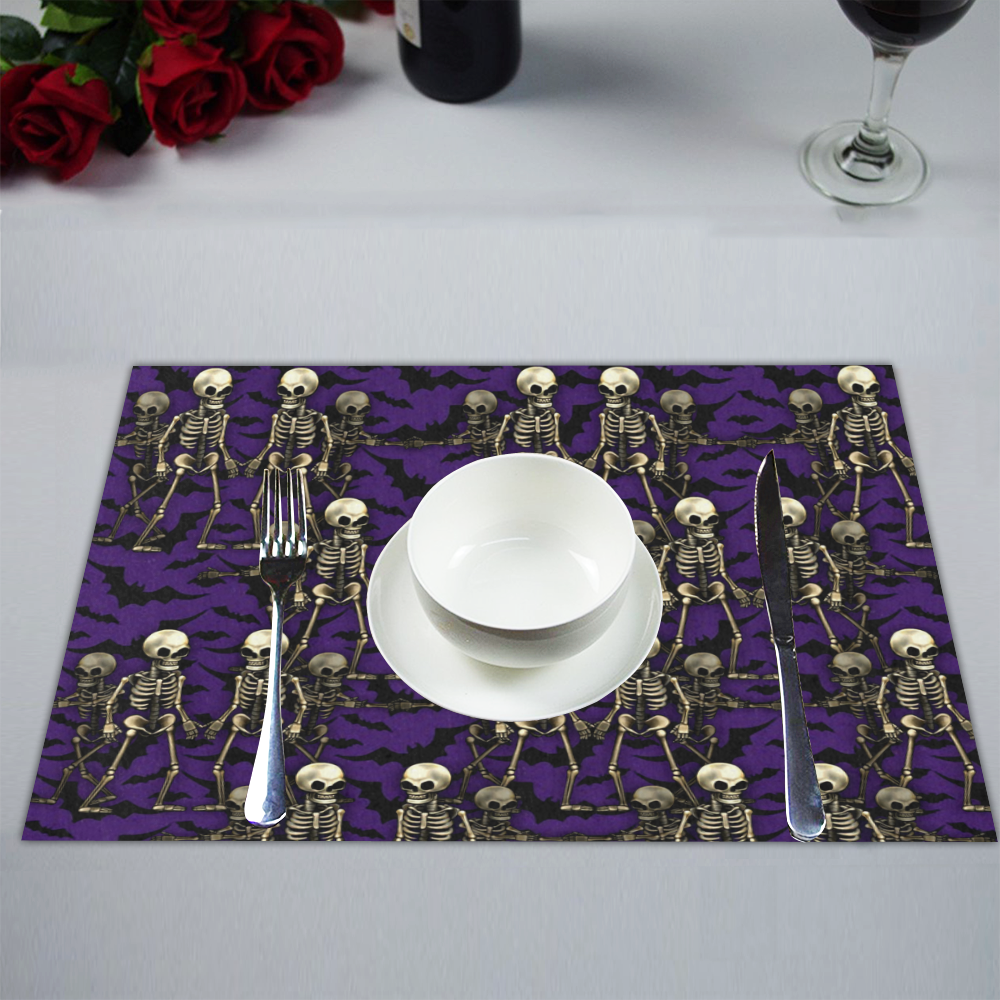 Halloween skeletons and bats Placemat 14’’ x 19’’ (Set of 6)
