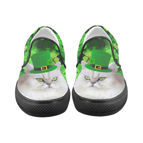Patrick Irish Cat Women's Slip-on Canvas Shoes (Model 019)