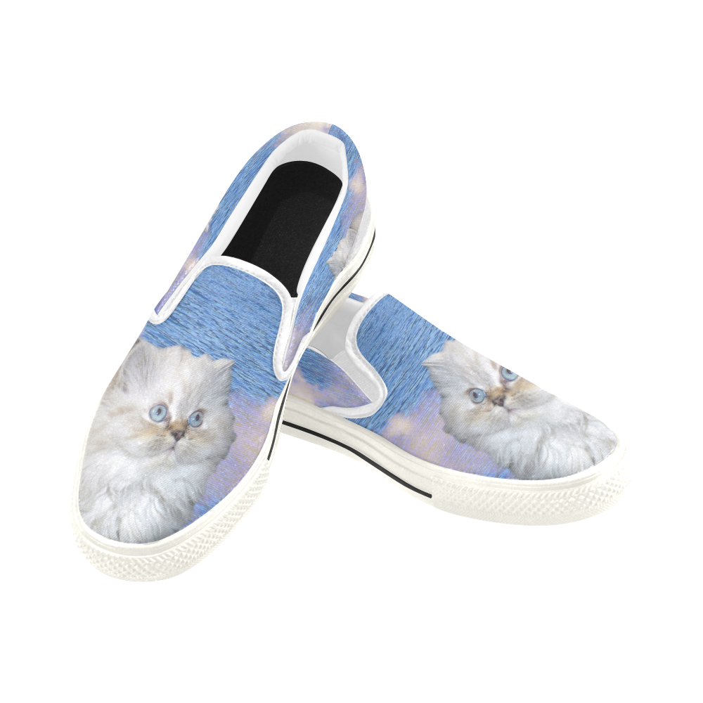 Cat and Water Women's Slip-on Canvas Shoes (Model 019)