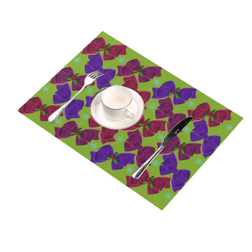 Christmas bows on green Placemat 14’’ x 19’’ (Set of 6)