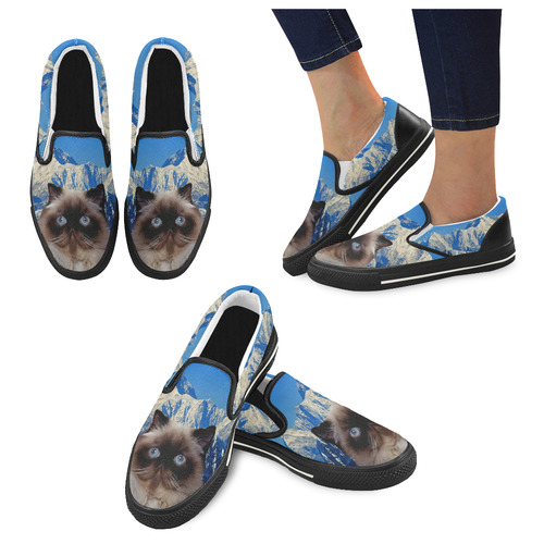 Himalayan Cat Women's Slip-on Canvas Shoes (Model 019)