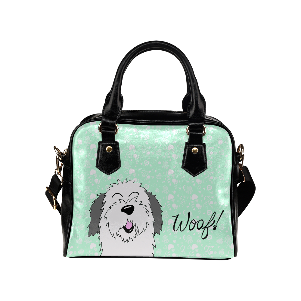 Sheepdog woof! green Shoulder Handbag (Model 1634)