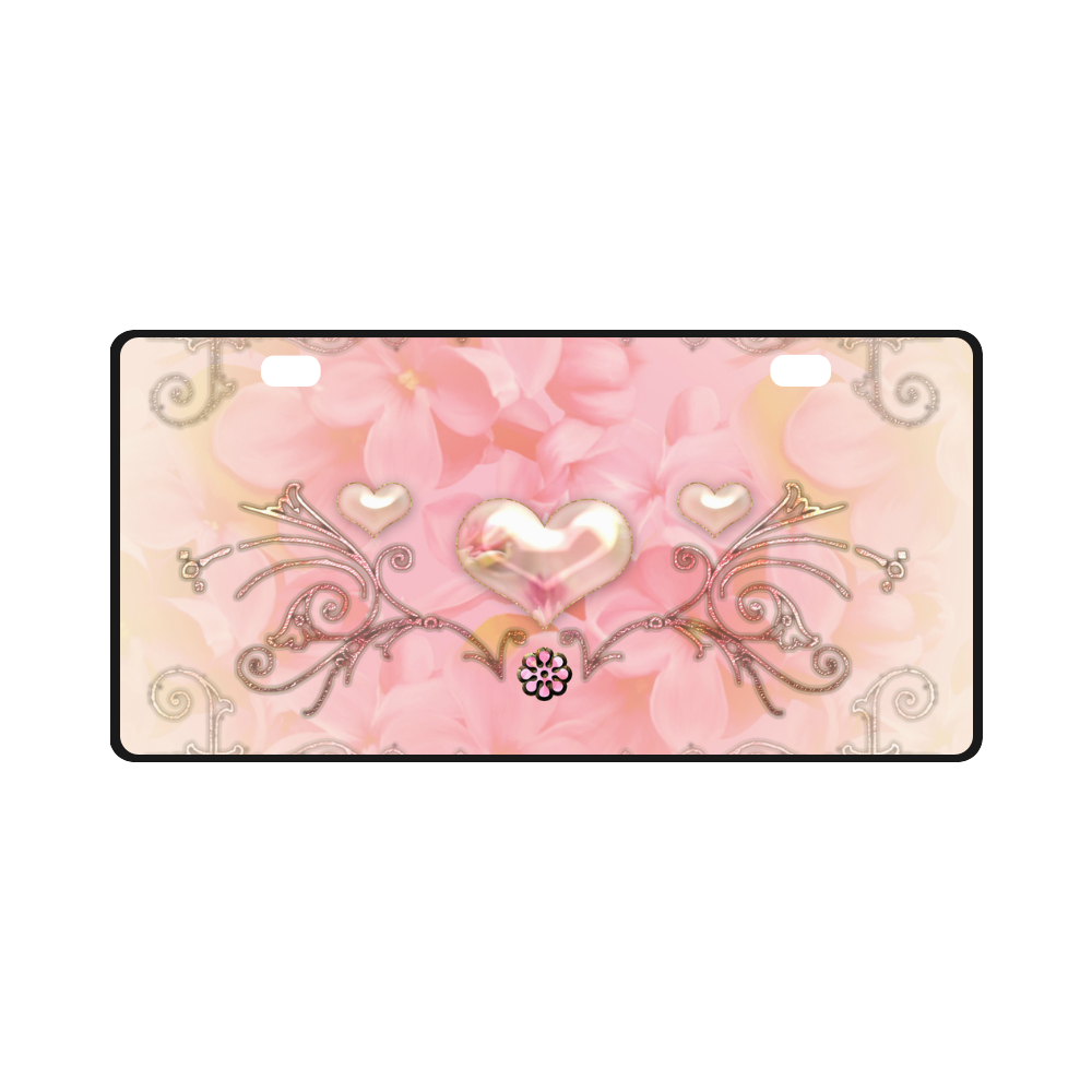 Hearts, soft colors License Plate