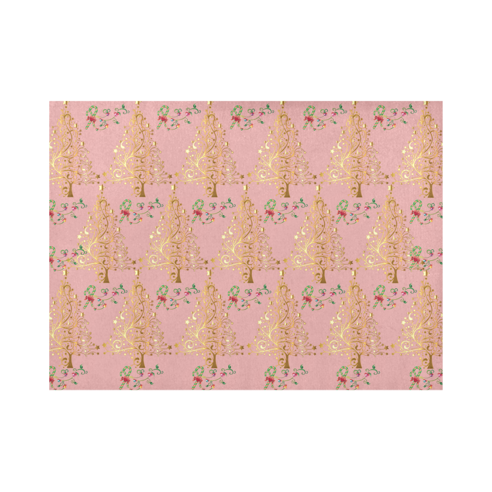 Golden Christmas Trees in pink Placemat 14’’ x 19’’ (Set of 6)