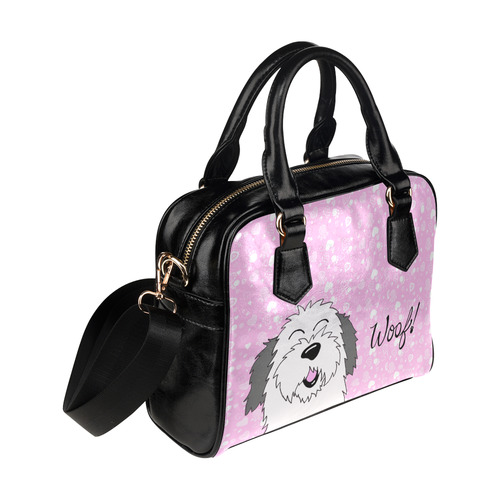 Sheepdog woof! pink Shoulder Handbag (Model 1634)