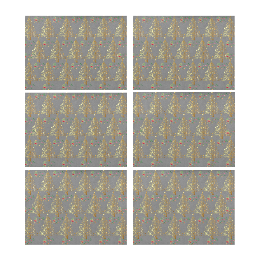 Golden Chrismas trees Placemat 14’’ x 19’’ (Set of 6)