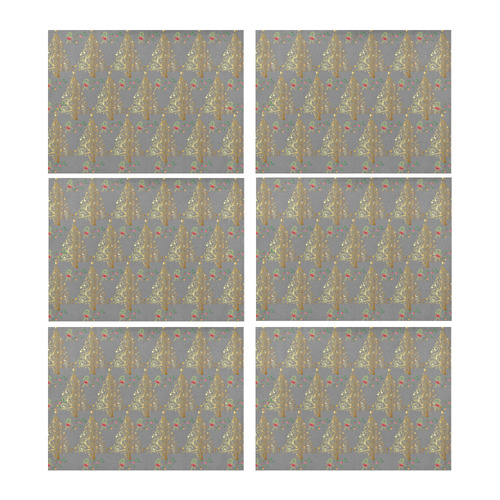 Golden Chrismas trees Placemat 14’’ x 19’’ (Set of 6)