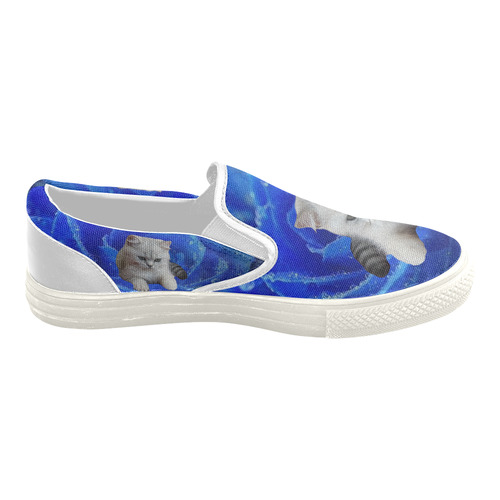 Cat and Rose Women's Slip-on Canvas Shoes (Model 019)