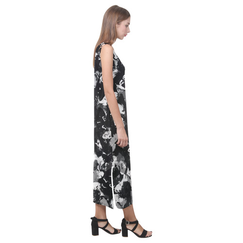 Shades of Gray  and Black Oils Phaedra Sleeveless Open Fork Long Dress (Model D08)