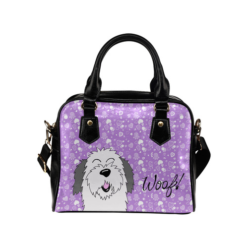 Sheepdog woof! purple Shoulder Handbag (Model 1634)