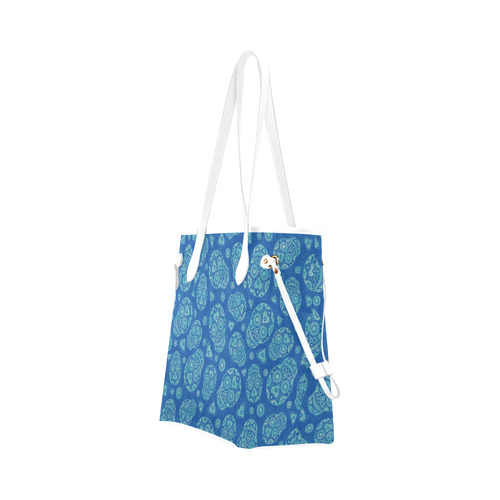 Sugar Skull Pattern - Blue Clover Canvas Tote Bag (Model 1661)
