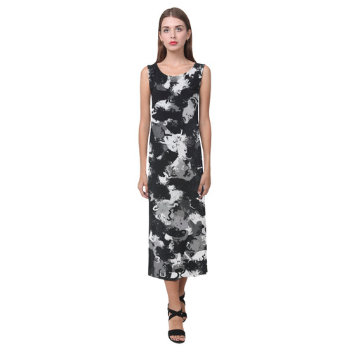 Shades of Gray  and Black Oils Phaedra Sleeveless Open Fork Long Dress (Model D08)