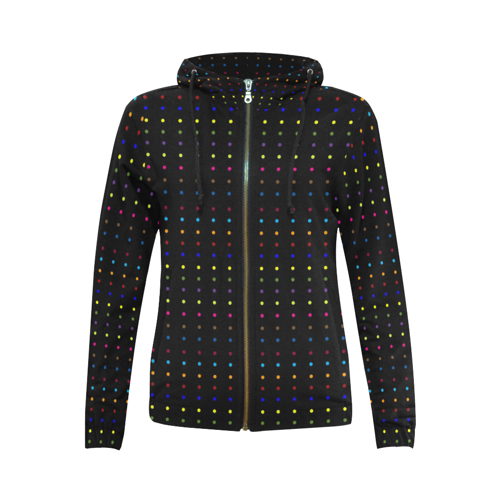 Dots & Colors Modern, Colorful pattern design All Over Print Full Zip Hoodie for Women (Model H14)