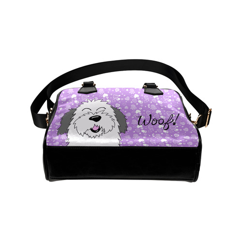 Sheepdog woof! purple Shoulder Handbag (Model 1634)