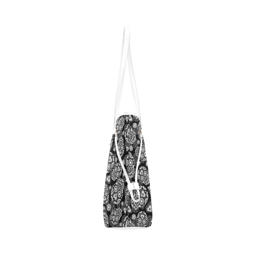 Sugar Skull Pattern - Black and White Clover Canvas Tote Bag (Model 1661)