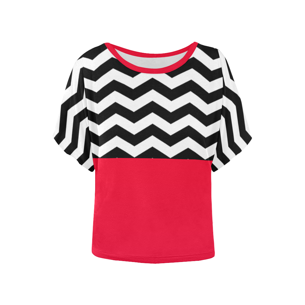 Chevrons on top of red gradient VAS2 Women's Batwing-Sleeved Blouse T shirt (Model T44)