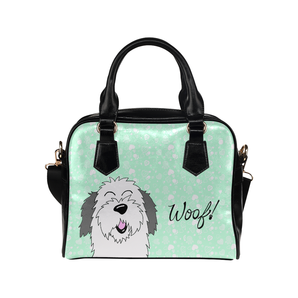 Sheepdog woof! green Shoulder Handbag (Model 1634)