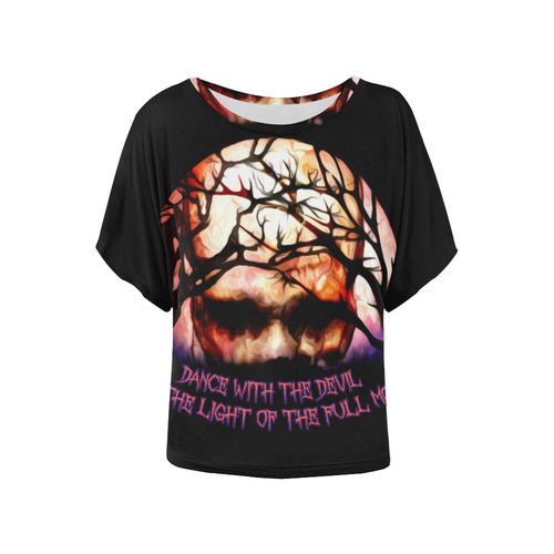 Dance with the devil moon Women's Batwing-Sleeved Blouse T shirt (Model T44)