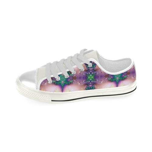 Diamond Encrusted Frost Fractal Abstract Low Top Canvas Shoes for Kid (Model 018)