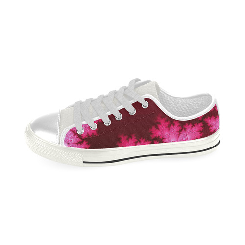 Deep Pink Frost Fractal Abstract Low Top Canvas Shoes for Kid (Model 018)