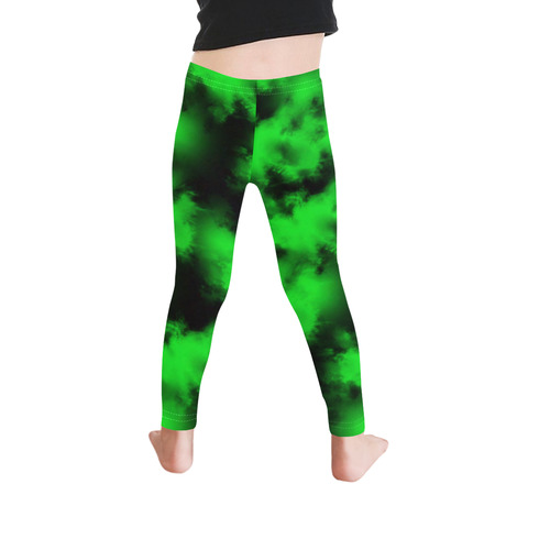 Green and black clouds Kid's Ankle Length Leggings (Model L06)