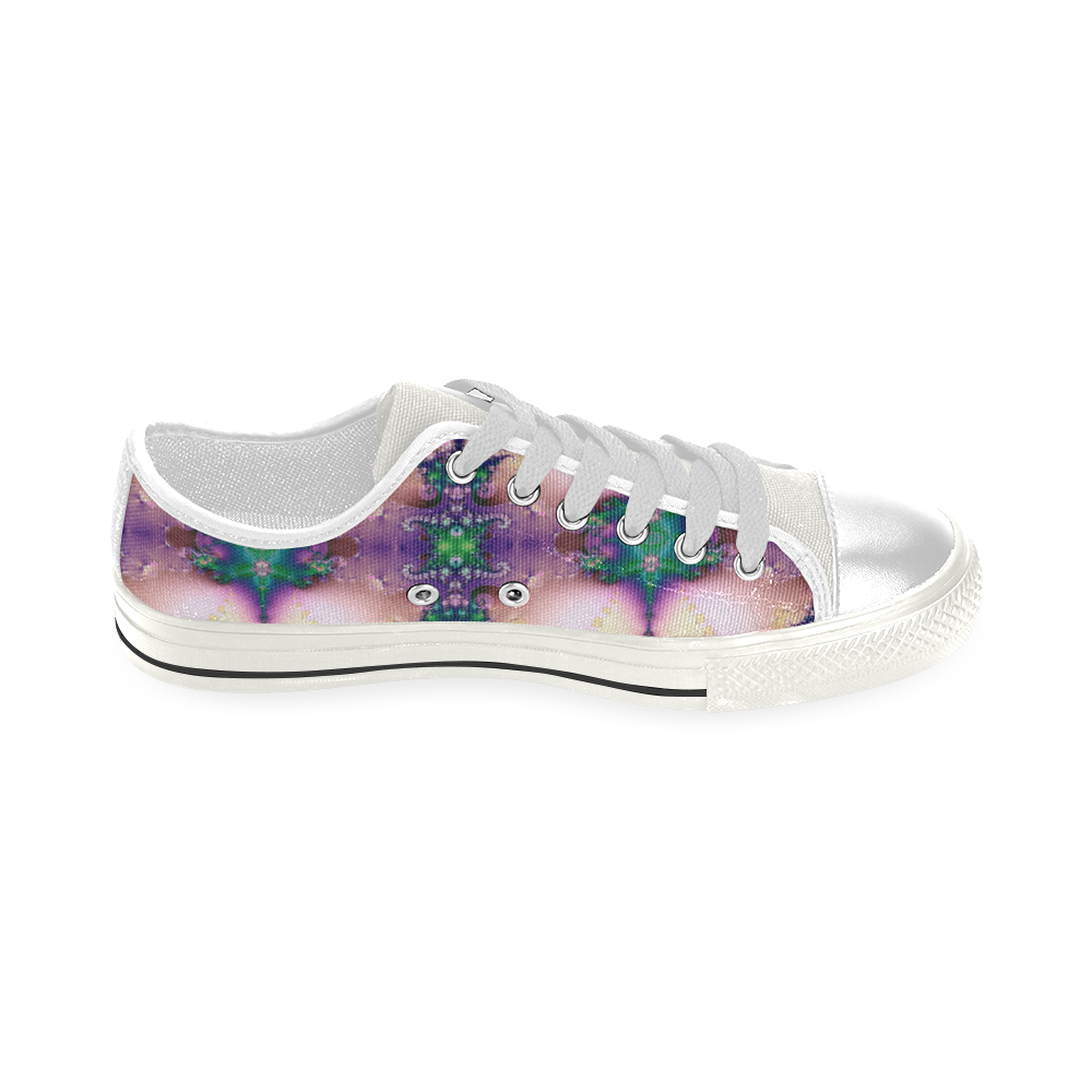 Diamond Encrusted Frost Fractal Abstract Low Top Canvas Shoes for Kid (Model 018)