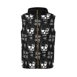 Baphomet Skulls Gothic Print All Over Print Sleeveless Zip Up Hoodie for Men (Model H16)