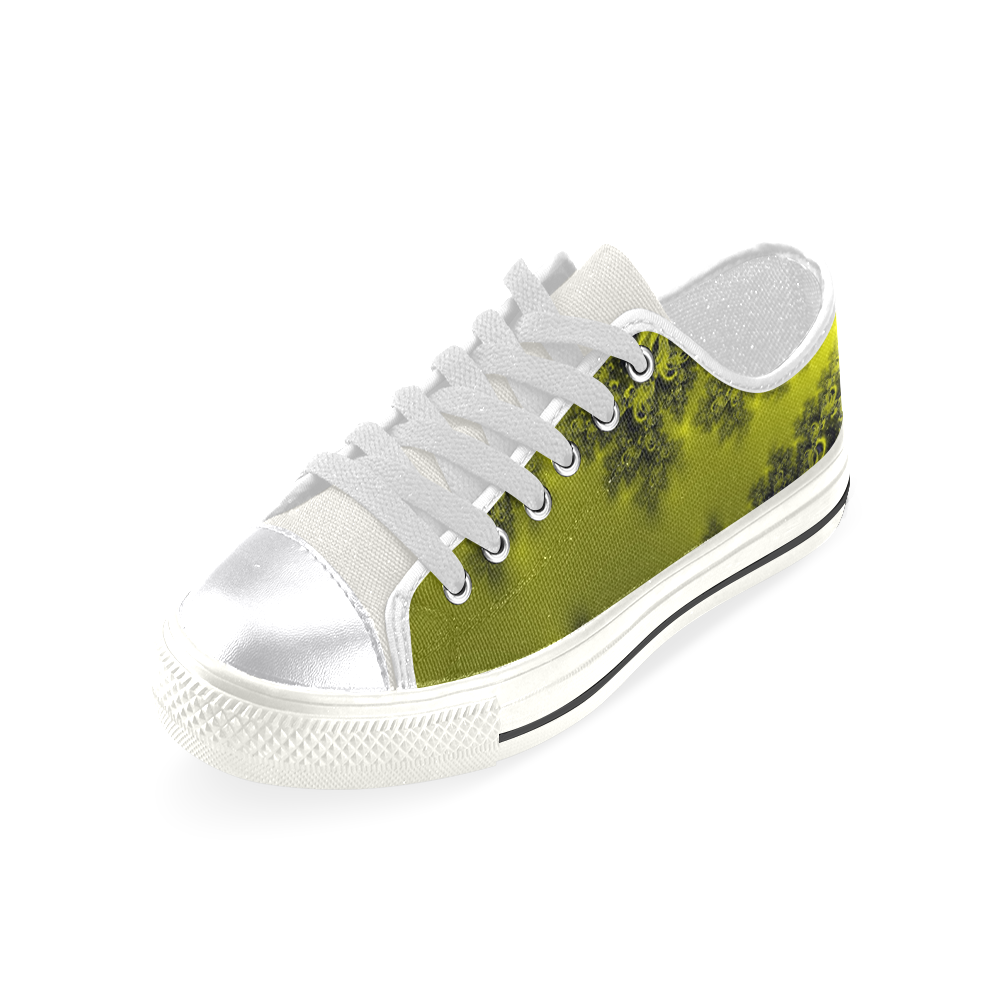 Frosty Sunlight on The Lake Fractal Abstract Canvas Women's Shoes/Large Size (Model 018)