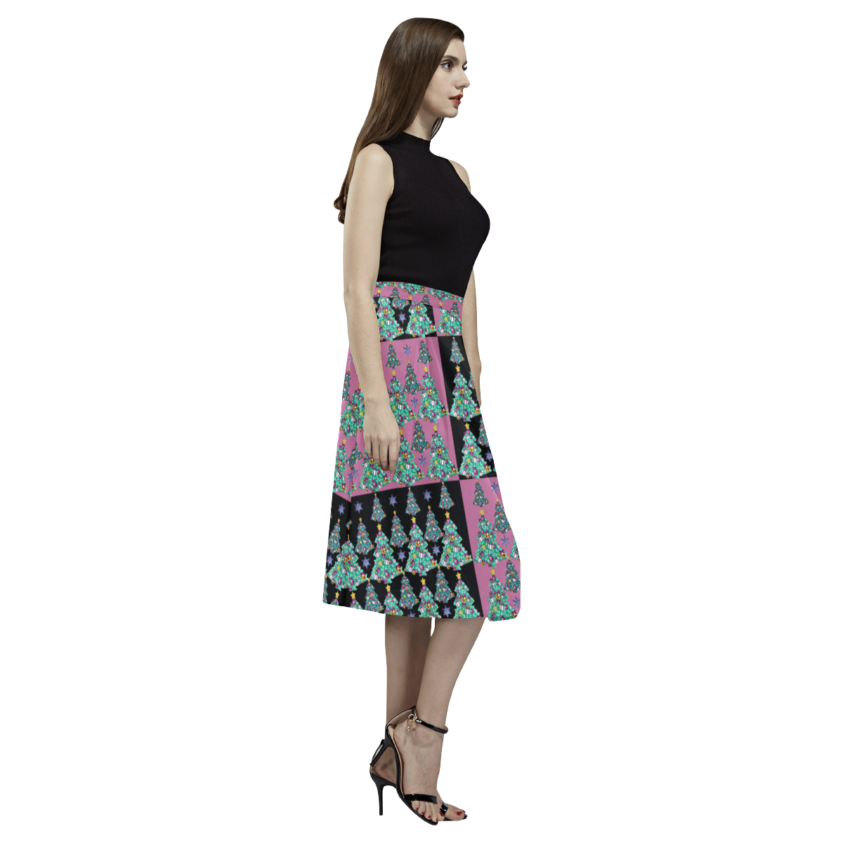 A BLACK AND PINK kind of Christmas Aoede Crepe Skirt (Model D16)