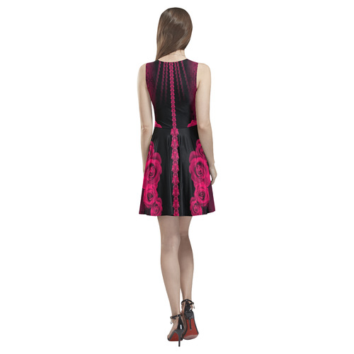 rose 3 love pink Thea Sleeveless Skater Dress(Model D19)