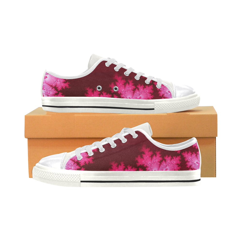 Deep Pink Frost Fractal Abstract Canvas Women's Shoes/Large Size (Model 018)