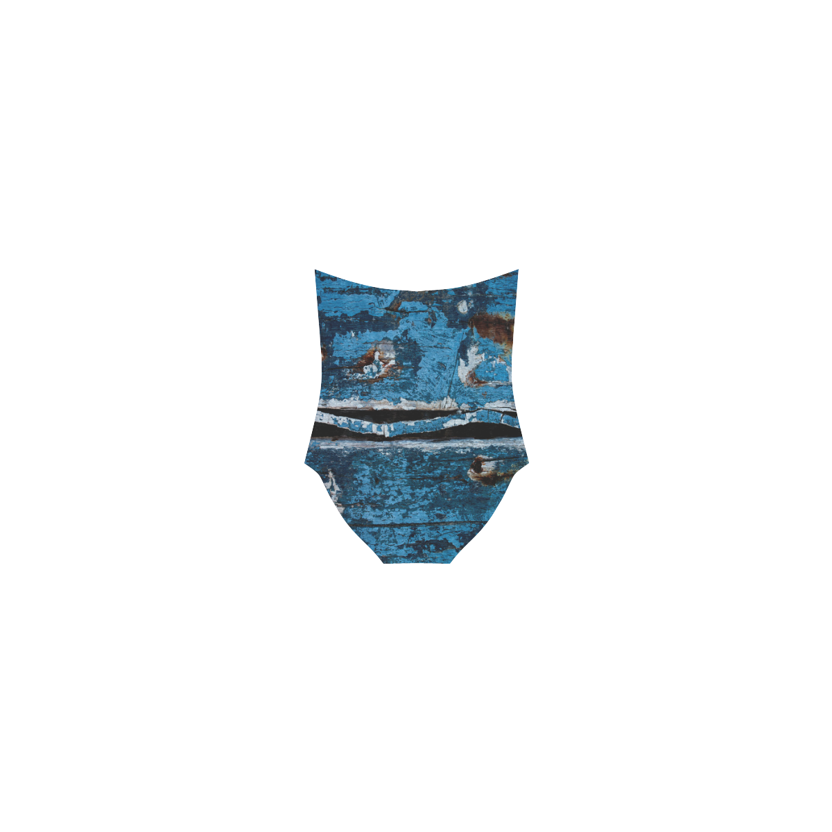 Blue painted wood Strap Swimsuit ( Model S05)