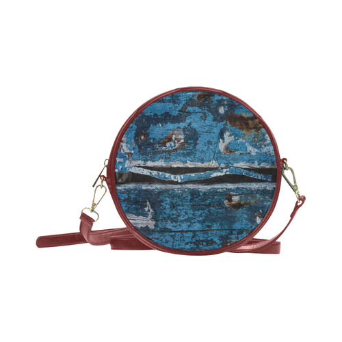 Blue painted wood Round Sling Bag (Model 1647)