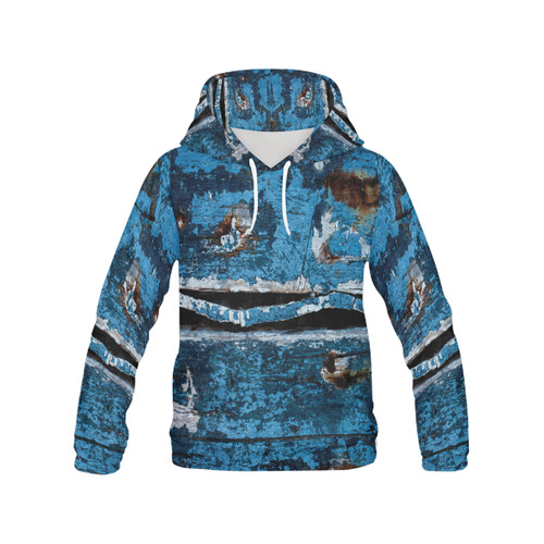 Blue painted wood All Over Print Hoodie for Men (USA Size) (Model H13)