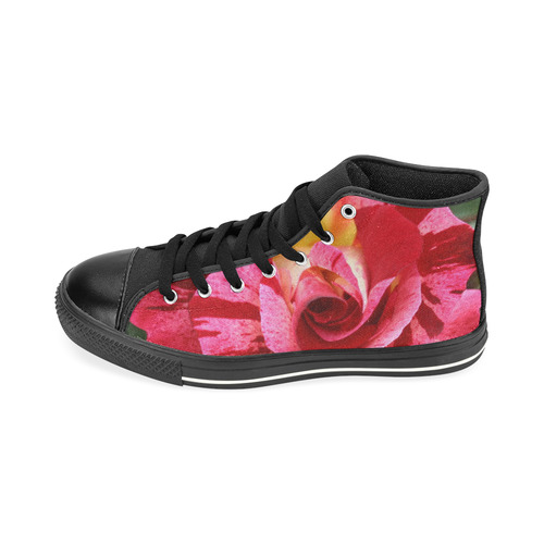 Pink Rose Flower Blossom High Top Canvas Shoes for Kid (Model 017)