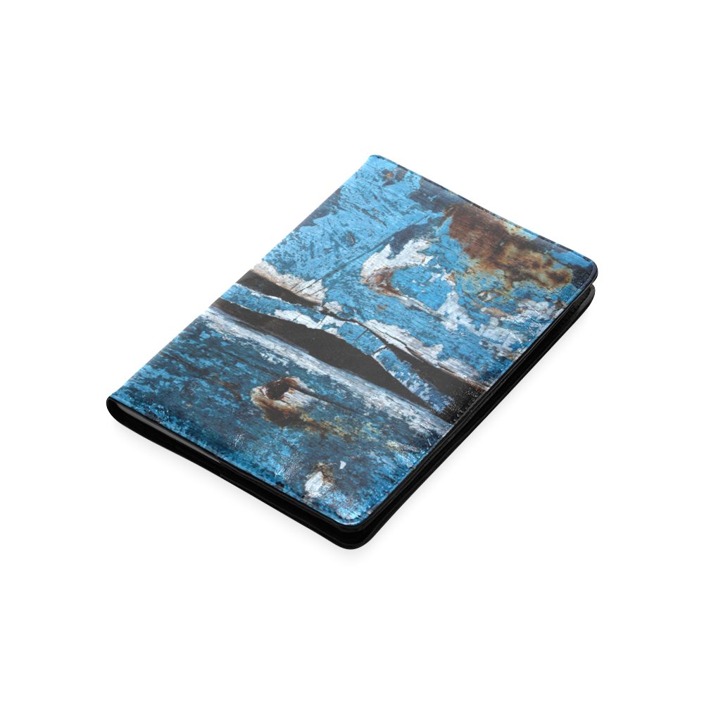 Blue painted wood Custom NoteBook A5