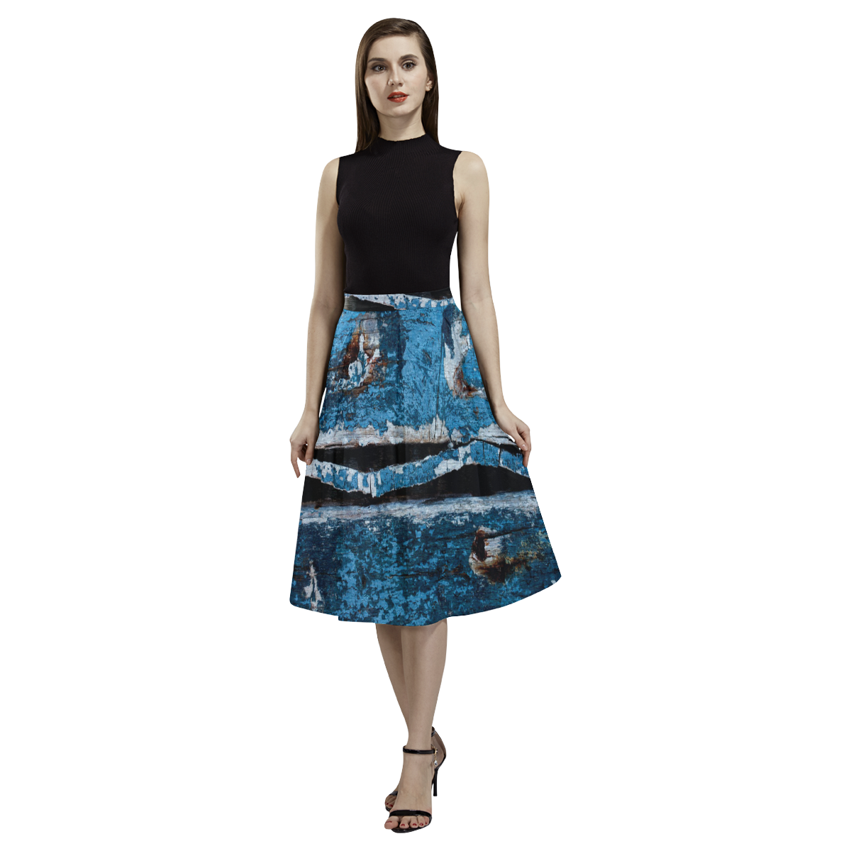 Blue painted wood Aoede Crepe Skirt (Model D16)