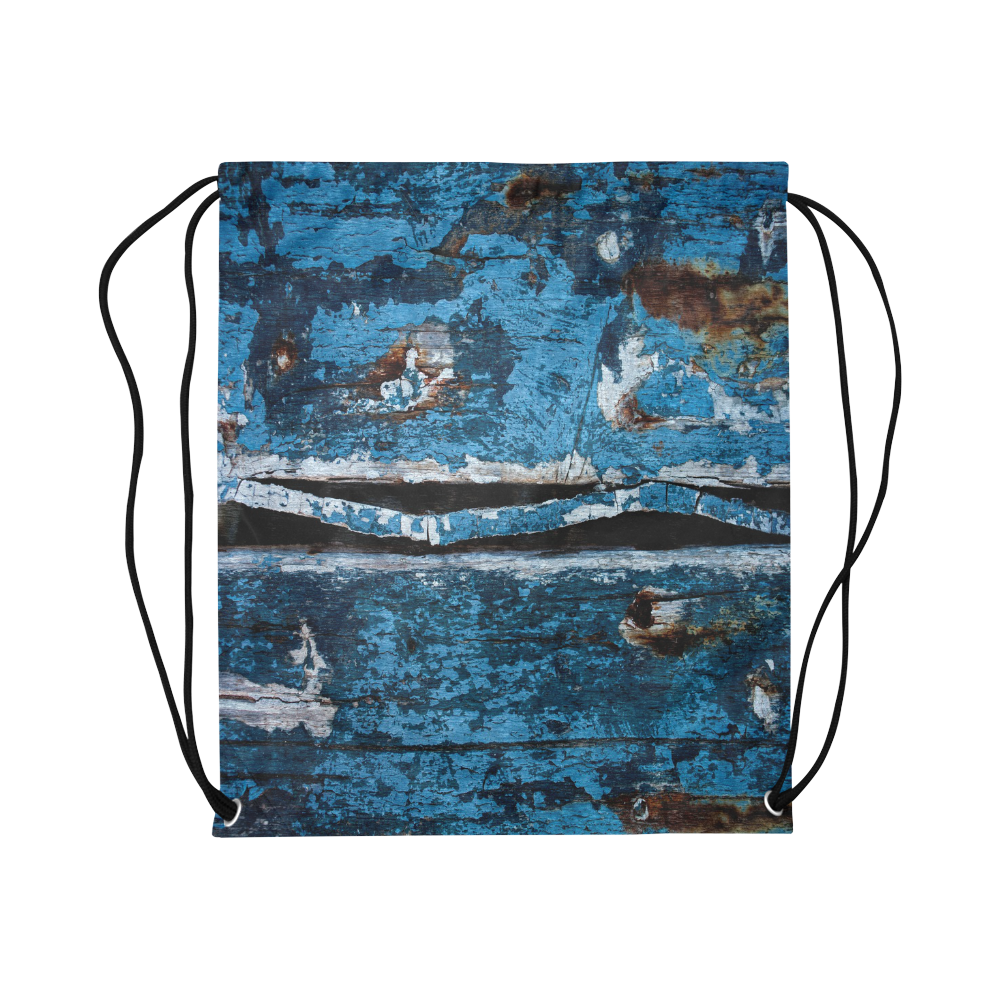 Blue painted wood Large Drawstring Bag Model 1604 (Twin Sides)  16.5"(W) * 19.3"(H)