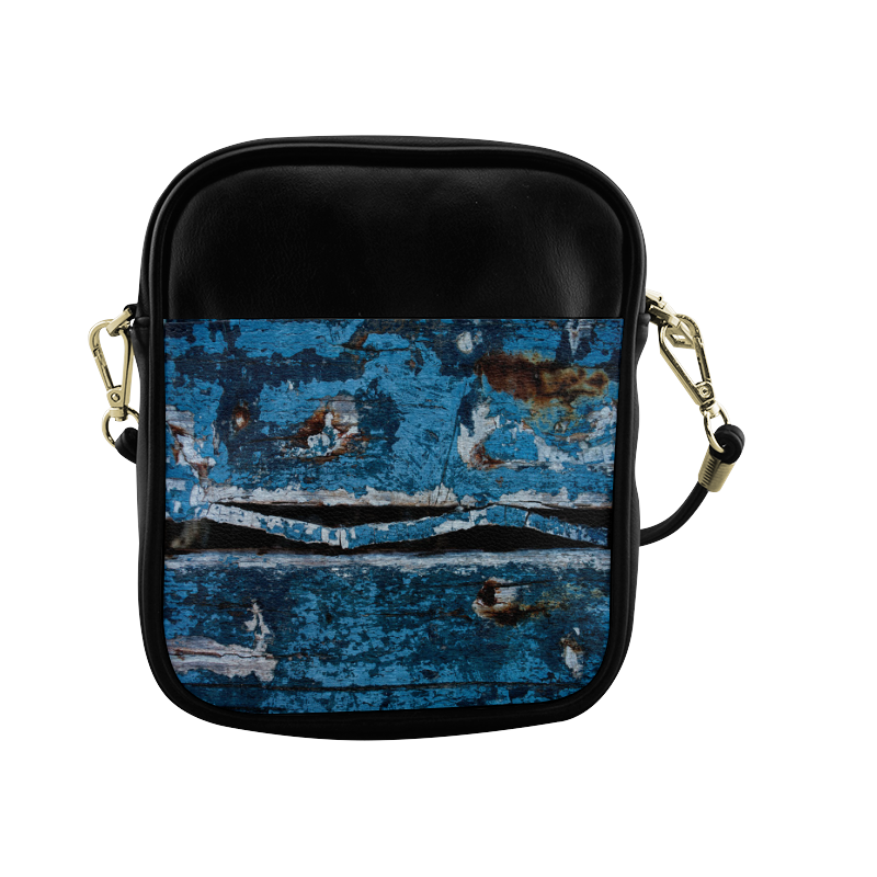 Blue painted wood Sling Bag (Model 1627)