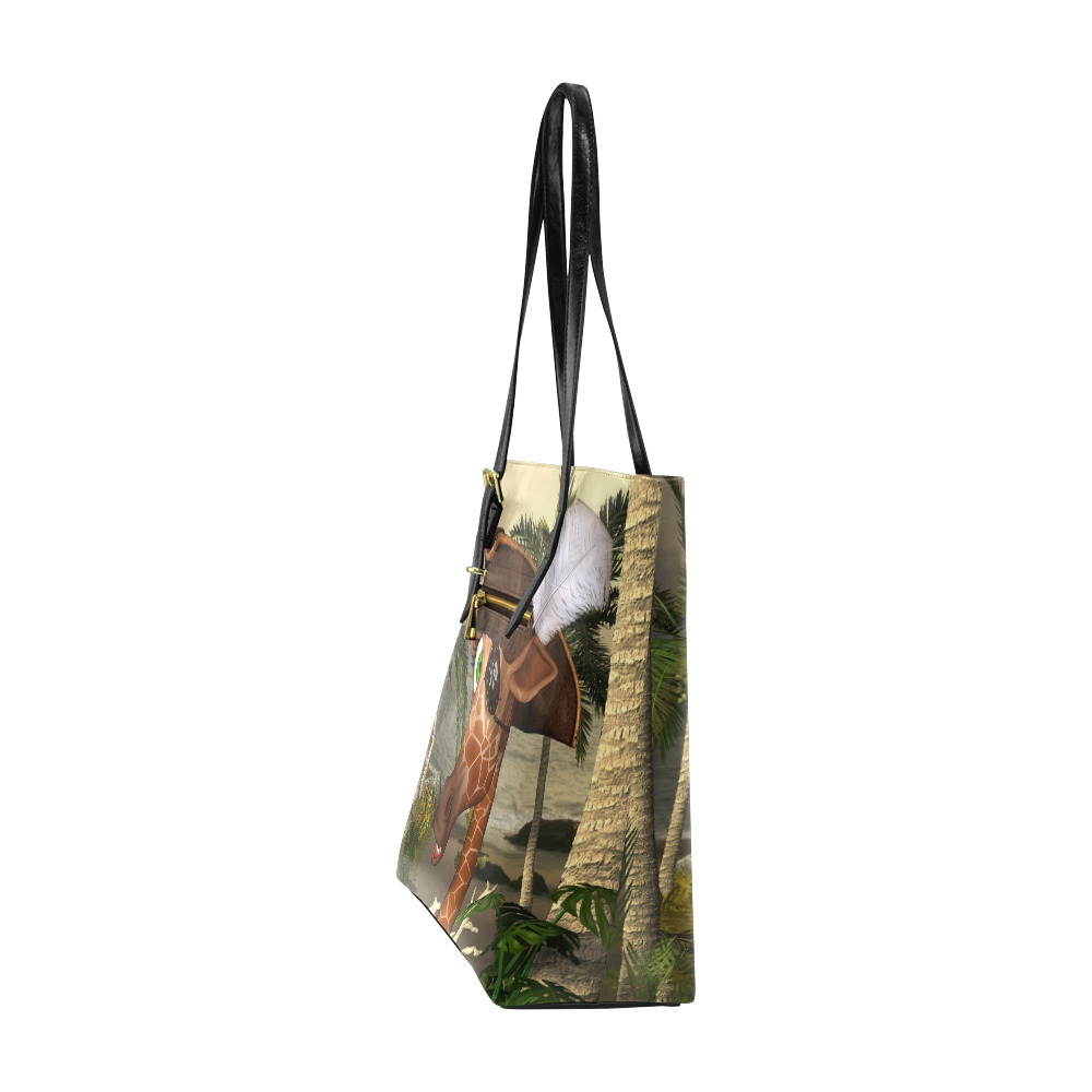 Funny giraffe as a pirate Euramerican Tote Bag/Small (Model 1655)