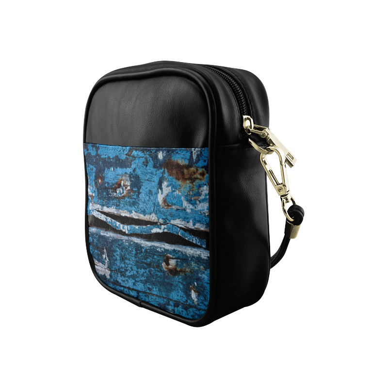 Blue painted wood Sling Bag (Model 1627)
