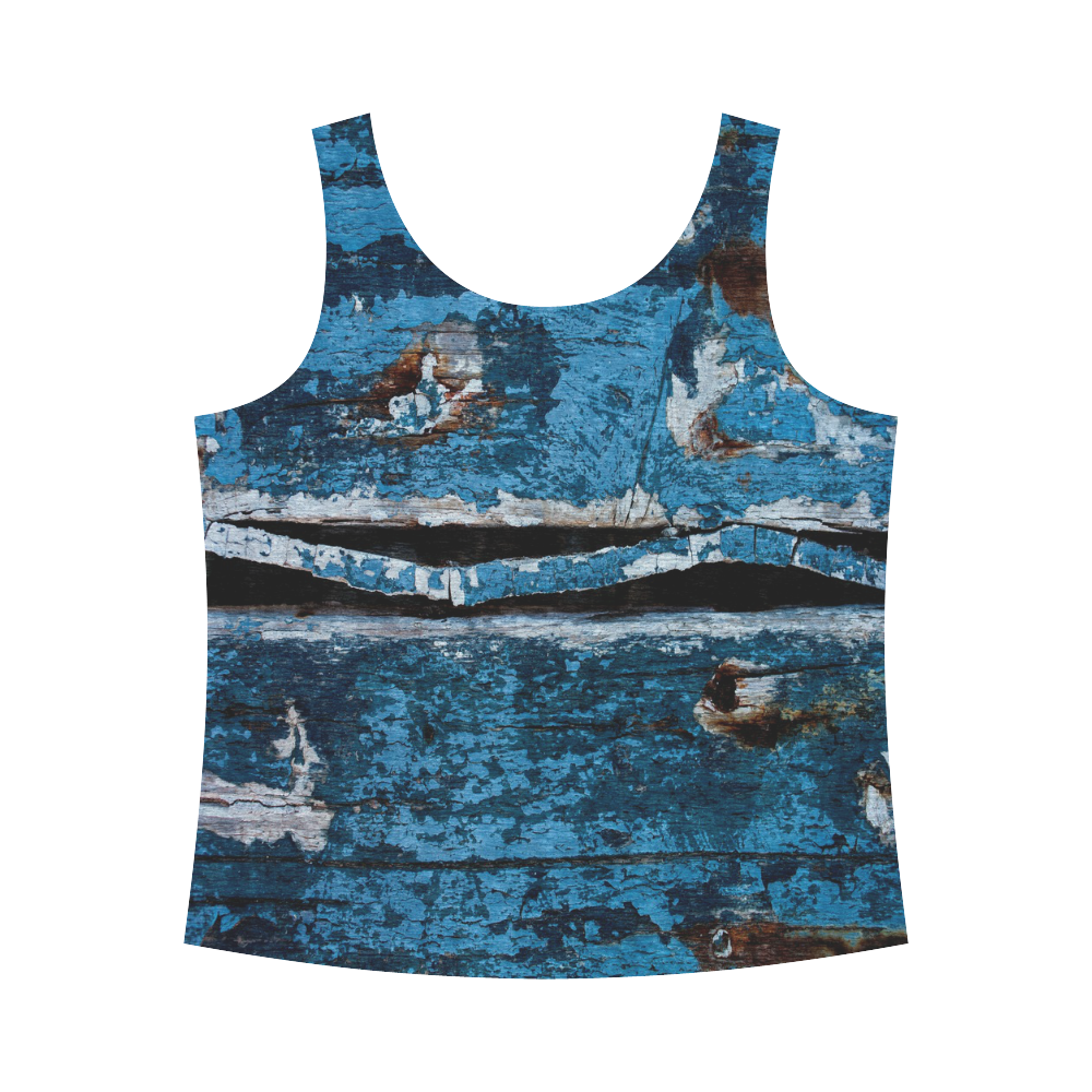 Blue painted wood All Over Print Tank Top for Women (Model T43)