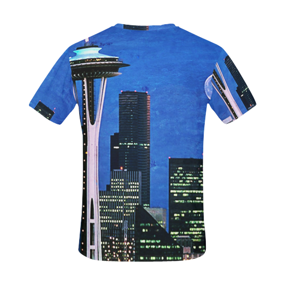 Seattle Space Needle Watercolor All Over Print T-Shirt for Men (USA Size) (Model T40)