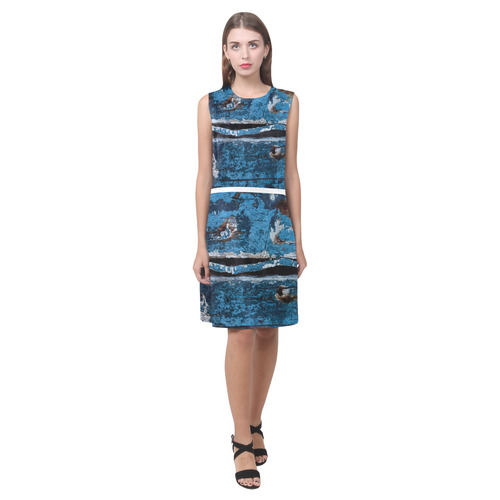 Blue painted wood Eos Women's Sleeveless Dress (Model D01)